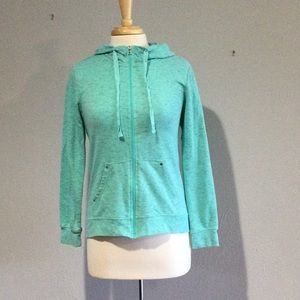 Made for life Turquoise w/gray  Lightweight Zipper Front Hooded Jacket Sz Small
